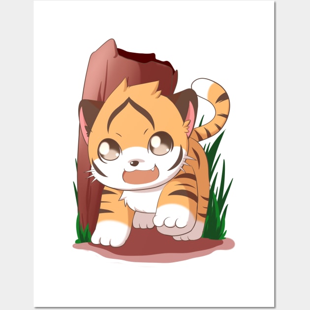 cute chibi Tiger Wall Art by sabhu07